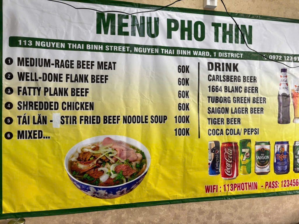 Phở Thìn 113 Nguyến Thái Bình, Quận 1, TP HCM, Bạn hãy nghé ăn thử một lần trong đời nhé, tuyệt ngon